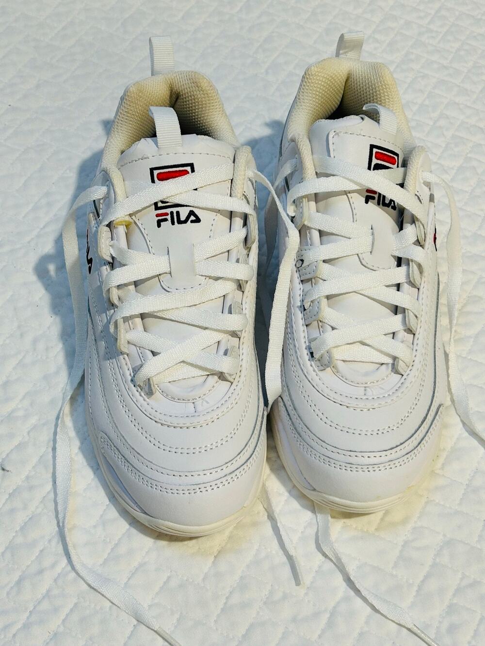 FILA White Leather Women’s Sneakers- Size 8.5
Style # 5CM00783
